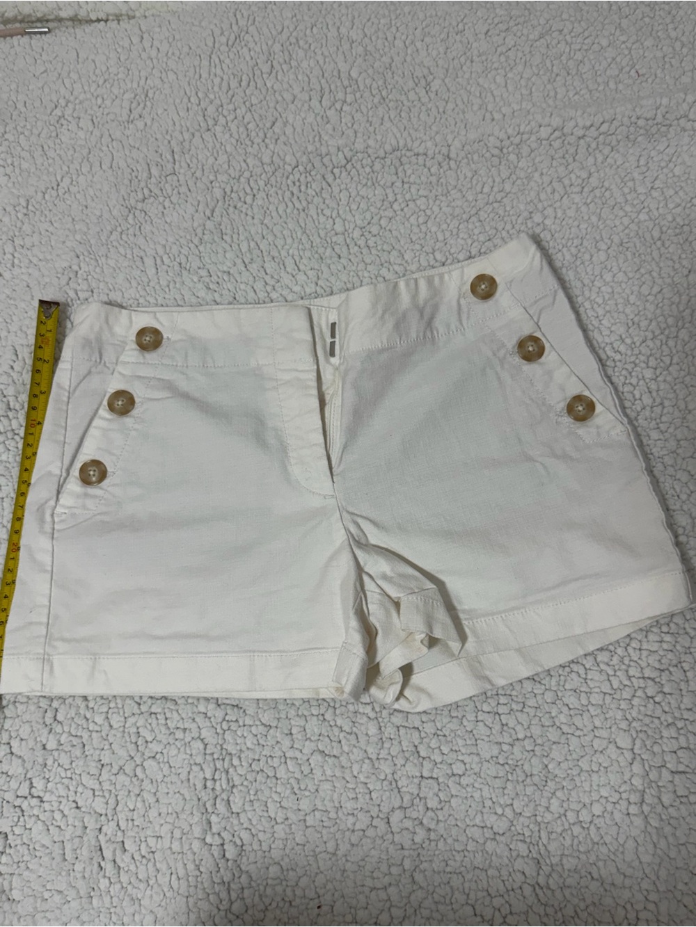 LOFT White High-Waist Button-Front Cotton Shorts